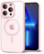 oakxco for iPhone 13 Pro Max Case Clear Magnetic Compatible with Magsafe, Thin Slim Transparent Non Yellowing, Hybrid Soft Silicone Bumper & Hard Plastic Protective Cover for Women, Light Pink