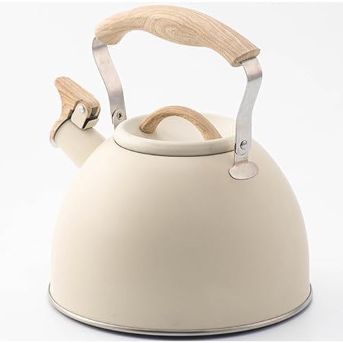 Whistling Kettle, 3L Stovetop Kettle Stainless Steel Whistling Kettle with Wood Handle, Stove Induction Kettle, Teapot Kettle Coffee Kettle for GasStove or Induction Hob