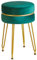 IBUYKE moderner Samt runder Fußhocker Ottoman, Eitelkeitsstuhl für Make-up-Raum, Eitelkeitshocker Fußstütze mit Goldbeinen, Moderne Akzenthocker für Schlafzimmer, Wohnzimmer, Eingang, grün L/G-40L