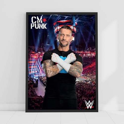 Themed WWE Print – CM Punk Crowd Poster Wrestling Wandkunst (21 cm x 29,7 cm – A4)