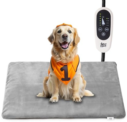 Jazzy Fuzzy - Pet Heating Pad, 6 Adjustable Dog Cat Heating Pads with Timer, Waterproof Indoor Heating Pad with Cord