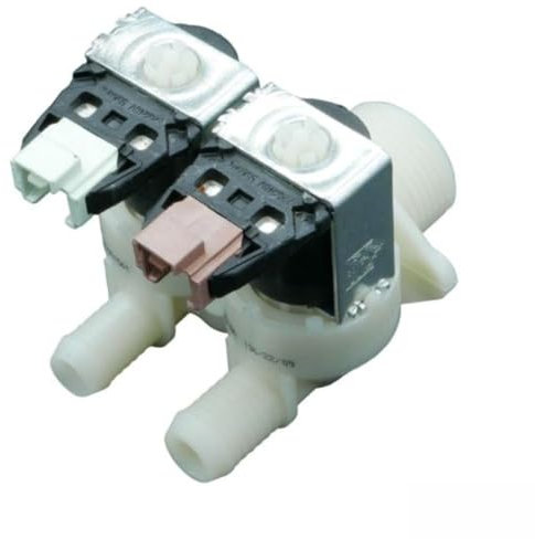 Bitron, Elettrovalvola Doppia Universale, EV Tipo 349 Corpo staffa Rast 2.5, EV Doppia 180°, Portata 8L, Per Lavatrice e Lavastoviglie, Diametro di Uscita 14 mm