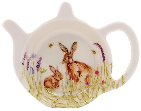 LESSER & PAVEY Melamine Teabag Tidy Rest Drip Tray Plate Wildlife Hares Rabbit Nature Floral