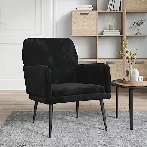 THOYTOUI Sessel, PolsterStuhl Loungesessel Cocktailsessel ArmlehnStuhl Geeignet für Schlafzimmer Stube Büro Speisesaal Schwarz 62x79x79 cm Samt