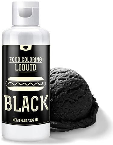 Lebensmittelfarbe - 236ml Flüssige Lebensmittel Farben zum Backen, Kuchen Dekorieren, Zuckerguss, Kekse und Macaron - Zuckerfrei Food Coloring für Getränken, Osterei, Seifen und Basteln (Schwarz)