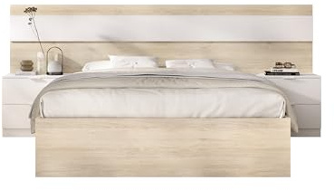 DEKIT GRUPO RIMOBEL Ausziehbett, Melamin, Natur/Weiß, 96 x 248 x 195,4 cm