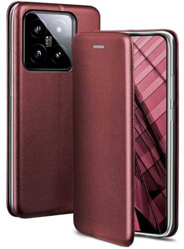 ONEFLOW Business Case für Xiaomi 14 Handyhülle klappbar mit Standfunktion, Klapphülle Flipcase Cover Dünn, PU Leder Hülle mit Kartenfach, 360 Grad Schutzhülle, Weinrot