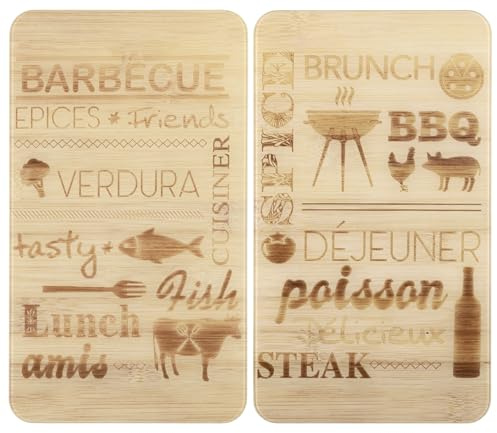WENKO Abdeckplatten Universal Mod. Barbecue 2er Set Herdabdeckung für alle Herdarten aus gehärtetem Glas ideal zum Schutz Maße 30 x 52 cm mehrfarbig