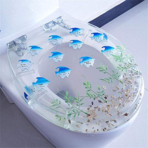Toilettensitz Toilettendeckel mit automatischem Absenken Toilettendeckel Toilettensitz Toilettensitz aus Harnstoff-Formaldehydharz Muster Standard OVU Universalform-Transparenter Fisch