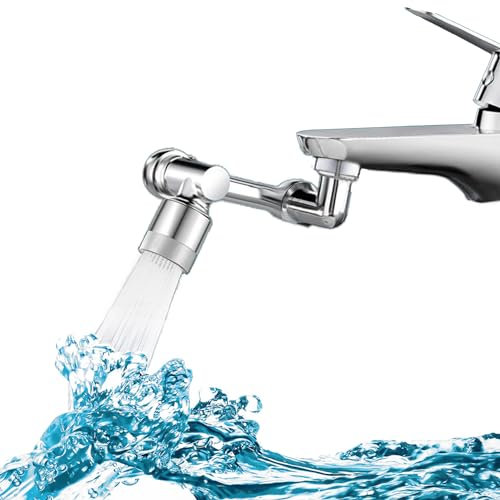 HYERIS Aérateur de robinet pivotant à 1080°, aérateur d'évier de cuisine et de salle de bain, bras robotique universel, aérateur de robinet d'économie d'eau sous pression et vanne de dérivation, deux