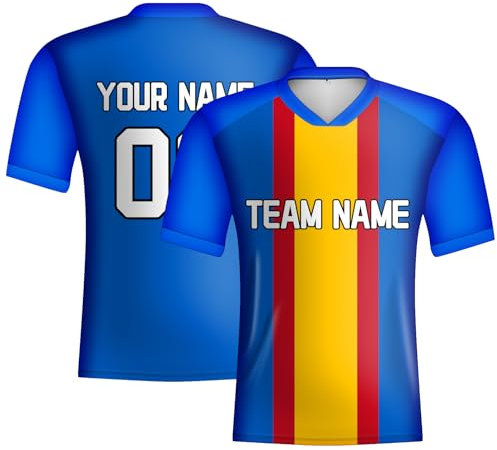 Camiseta de fútbol personalizada para hombre, camiseta de España 2024 para fanáticos, personalizable, con el nombre del equipo y el logotipo, azul, XXL