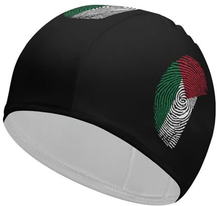 Cuffia da nuoto con bandiera della Palestina per donne e uomini, comoda cuffia da bagno durevole per nuoto e doccia