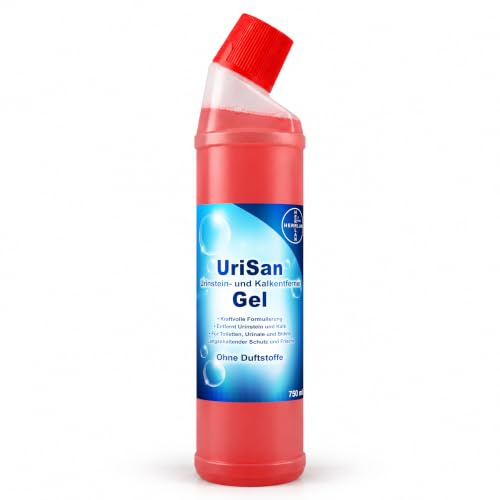 HERRLAN® UriSan Urinstein- & Kalkentferner Gel für WC, Urinal & Bidet 750ml | Für Toilette, Urinal und Bidet, haftet an senkrechten Flächen, säurebasiert, Made in Germany.