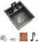 TORVA Schwarze Arbeitsstation-Unterbauspüle für Bar, Wohnmobilküche mit eingebautem, faltbarem Wasserhahn – 16 Gauge Edelstahl, 33,1 x 38,1 x 17,8 cm