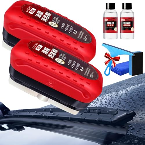 Vgpbphj Explicit Oil film Brush, Oil Film Cleaning Brush for Car, Automotive Oil Film Cleaning Brush, Glass Cleaning Board, Improves Clarity and Visibility (2pcs)