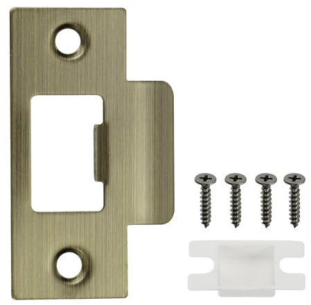 PATIKIL 2-3/4 Door Lock Strike Plate,1 Pcs Stainless T Strike Deadbolt Strike Plate,Door Backplate with Screw for Interior Exterior Door Use(Large Hole), Bronze