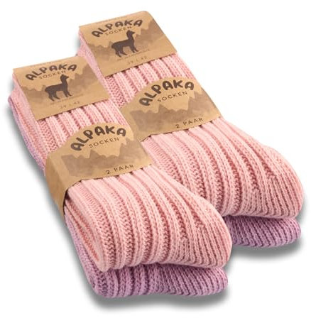 4 paia di calzini in lana da uomo e da donna, Rosa/lilla., 35-38