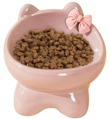 Nmkeqlos Platos elevados para gatos | Plato alto inclinado de alimentación para perros | Cuenco de alimentación antideslizante en forma de gatito para gatos de interior, perros pequeños y gatitos