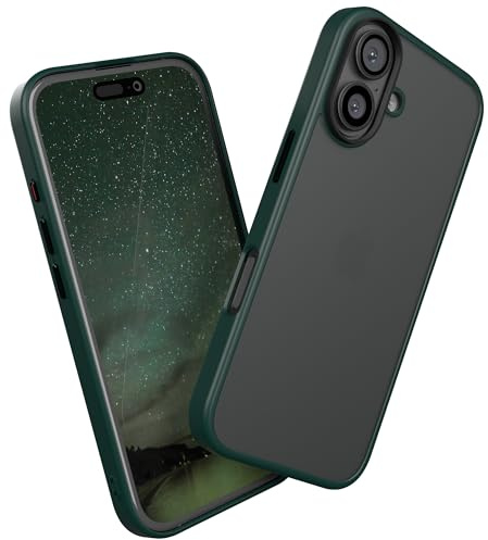 EAZY CASE - Outdoor Hülle für iPhone 16 hochwertige Matte Schutzhülle mit Ultra Aufprallschutz [Samtweiche Haptik] Stoßfest und Kratzfest Handyhülle mit Kameraschutz - Nacht Grün