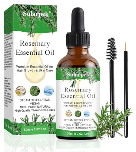 Sularpek 60ml Rosmarinöl für Haare, Natürliches Haaröl, Rosmarin-Haaröl, Naturreines Rosmarin Öl, Wird zur Haarpflege und Hautpflegemassage verwendet Aromatherapie, um Haarausfall vorzubeugen