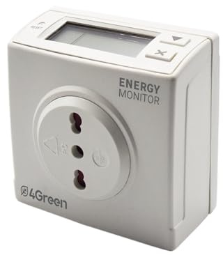 VEMER 4GREEN VE798600 ENERGY MONITOR - Contatore Energia Elettrica a Spina, Misuratore Consumo Elettrico con Presa Italiana, Ideale per Monitorare Consumo Elettrodomestici, Bianco