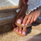 French Toe Nails False - Square False Toenails Short - White French Tip Nude Stick On Toes With Glue - Press On Nails Women Girls Nail Art Home Daily Summer Seaside Decorations