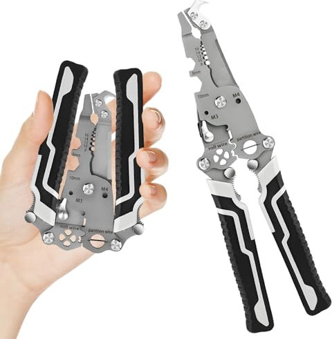 18 in 1 Spellafili pieghevole Spellafili multifunzione Pinza crimpatrice,Quick Mech Tools Strumento crimpatrice pieghevole,Multiutensile per elettricisti,Facile da trasportare per riparazioni,Pinze