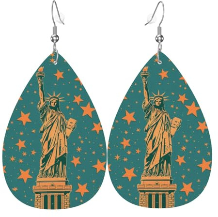 Frauen Wasser Ohrringe Freiheitsstatue In New York Drop Ohrring Leichte Ohrringe Leder Mode Ohrring Damen Für Frauen Muttertag Ornament