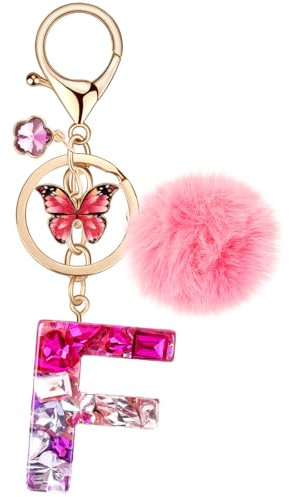 MWOOT Porte Clés lettre F pour Femme, Porte Cle Initiale Rouge, Alphabet Charmes en Résine pour Décor Porte Clef Voiture Sac à Main