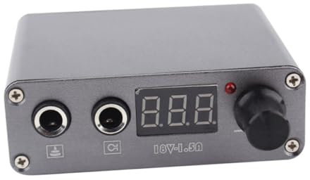 Fuente de Alimentación con LCD Mini USB para Máquina de Tatuar | Modelo Ed-150 18v 1.5a 23w, Aleación de Aluminio Negra, para Liner y Shader