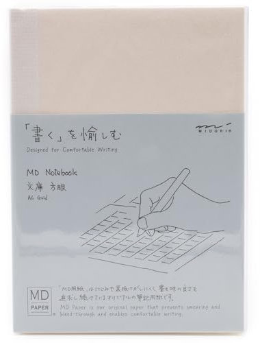 MD Midori Kariertes Notizbuch A6 - Premium Japanisches Layflat-Papier 176 Seiten