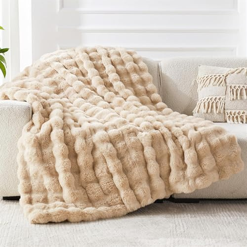 FASCINATDECO Bubble Decke - Kuscheldecke Kaninchen Flauschig Decke, Weiche Sofadecke Couchdecke Kunstfelldecke, Wohn- & Kuscheldecken, Kaninchen Plüsch Blanket für Couch Bett, Sofaüberwurf Decke
