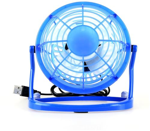 N NEWTOP Mini Ventilatore da Tavolo USB Portatile Pale Fan Piccolo Regolabile Velocità Continua Cavo Compatibile per Computer Notebook PC Casa Ufficio Scrivania Viaggi Campeggio Plastica (Azzurro)