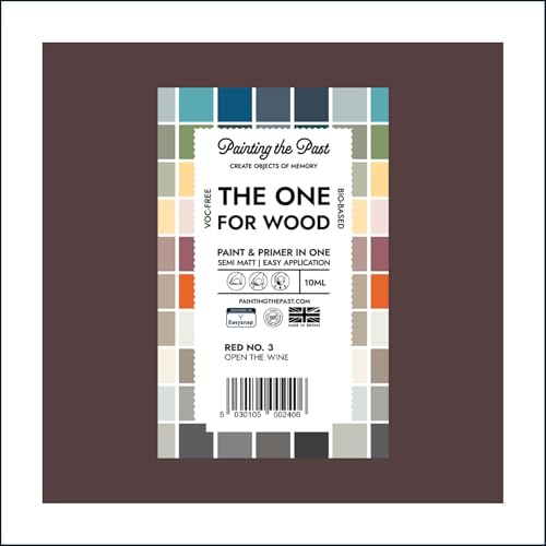 The One for Wood Paint & Primer 10ml (Sample) Red No. 3 Open the Wine | Semi Matt Finish, Bio-Based & VOC-Free Formula for Wooden Furniture & Surfaces | Durable & Easy Indoor Home Decorating