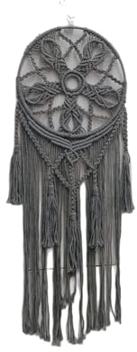 Handmade Woven Tapestry Creative Tassel Pendant Dream Catcher Net Home Interior Background Decoration Wall Hanging(Gray)