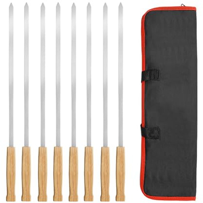 dijiusidy Spiedini turchi larghi per barbecue, spiedini per grigliare carne e verdure in qualsiasi occasione di barbecue. Questi in metallo sono piatti e larghi, impedendo al cibo di rotolare sulla