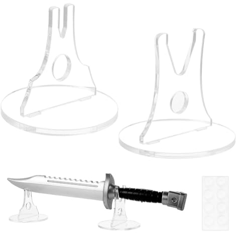 HOBBIESAY Knife Display Stand 8x7.5cm Acrylic Knife Holder Single Blade Display Holder Extendable Blade Collector Desktop Rack for Pocket Knives Sword Dagger Cabin Exhibition Home Kitchen Decor Gift