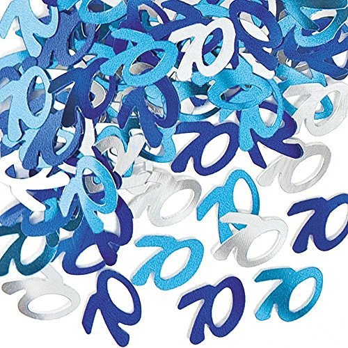 SHATCHI 14g Blue & Silver 70th Birthday Confetti Foil Metallic Glitz Table Scatter Sprinkles Age Bday Party Decorations,12mm