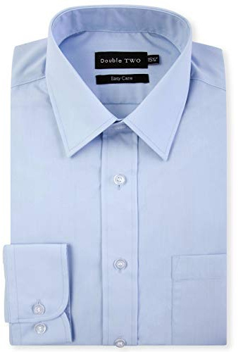Double TWO Long Sleeved Non Iron Cotton Rich Shirts (4500) in Glacier in 17.5