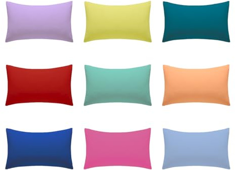 Polycotton Pillowcases 2 Pack 50x75cm [23 Colors] Plain Dyed Housewife Pillow Cases Pair with Envelop Enclosure Poly Cotton Fabric (Lilac)