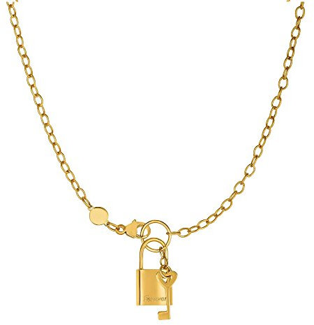 14 K giallo oro lucchetto e chiave collana a catena, 45,7 cm