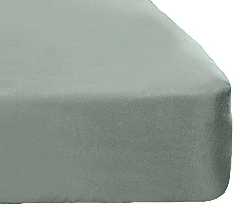 Brentfords Plain Dye Solid Colour Fitted Bed Fitted Bed Sheet Non-Iron Super Soft Easy Care Microfibre, Duck Egg Blue, Single