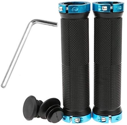 SuperglockT Ergonomische Fahrradgriffe Schraubgriffe rutschfeste Gummi Handgriff mit Aluminium Lock Fahrrad Lenkergriffe Set für MTB BMX Mountainbike Radsport (Blau)
