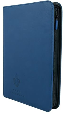 Card Guardian - 9 Pocket Premium Binder with Zipper for 360 cards - side loading pockets for Trading Card Games TCG (Blue)