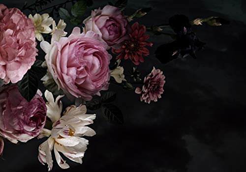 wandmotiv24 Fototapete Blumen Blüten Rosa, XL 350 x 245 cm - 7 Teile, Wanddeko, Wandbild, Wandtapete, Pflanzen Schwarz M5867