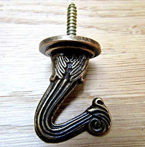 S & S international Ornate Ceiling Screw in Hook Antique Brass