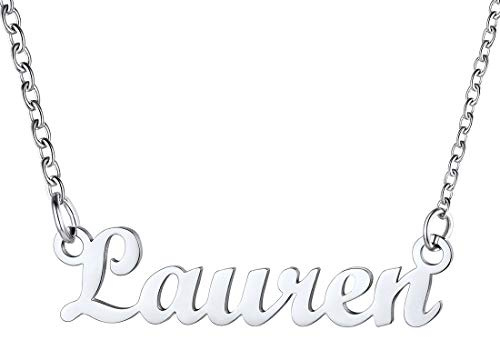 U7 Damen Namenskette Edelstahl/18k vergoldet allgemeine Name Anhänger Halskette 45+5cm Schlüsselbeinkette Name Necklace für Frauen Mädchen