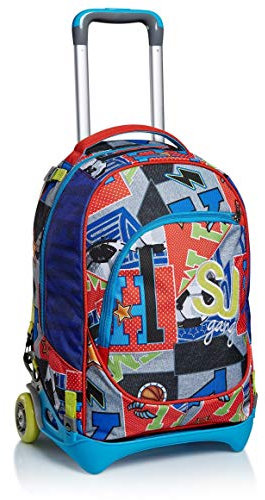 Scuola Schoolpack Trolley Rucksack Seven SJ Gang Jack - Abnehmbarer College und Sport Boy Kinder Jungen + Geschenk 10 Glitterstifte und Schlüsselanhänger Pfeife