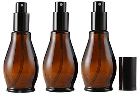 Botella de spray de cristal ámbar de 30 ml, con pulverizadores de niebla fina y tapa antipolvo, para limpieza cosmética, aromaterapia difusor de aceite esencial, paquete de 3