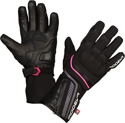 Modeka Makari Guanti da moto da donna (Black/Pink,6 (M))